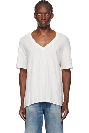 R13 White V-Neck Boxy Seamless T-Shirt