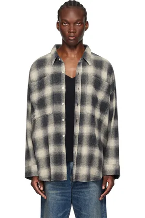 R13 Gray Oversized Pocket Drop Neck Shirt