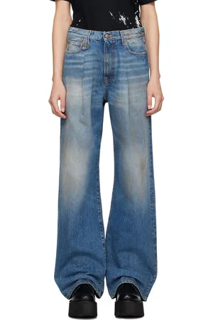 R13 SSENSE Exclusive Blue Damon Pleated Wide Leg Jeans