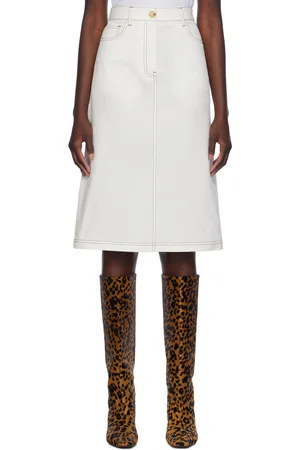Totême White Tumbled Cotton Midi Skirt