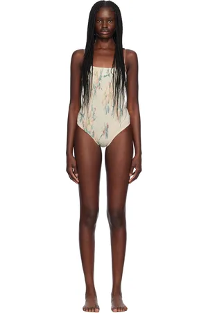 Totême Off-White Smocked One-Piece Swimsuit