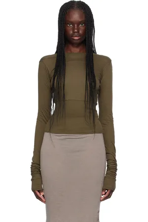 Rick Owens Brown Porterville Cropped Geo Long Sleeve T-Shirt