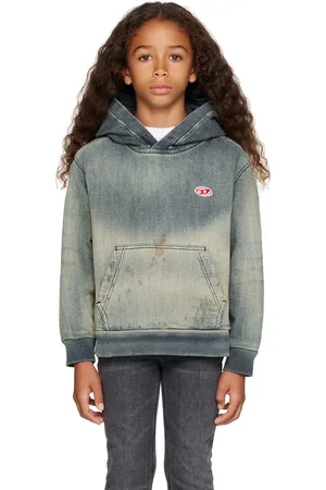 Diesel Kids Blue Distressed Denim Hoodie