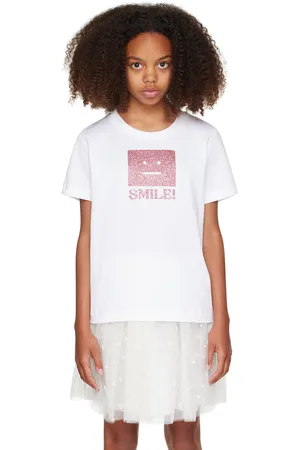 Acne Studios Kids White Glittered Logo T-Shirt
