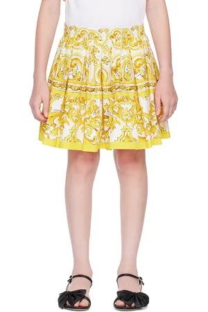 Dolce & Gabbana Kids White & Yellow Majolica Print Skirt