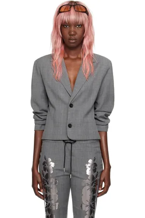 Petra Collins SSENSE Exclusive Gray Mimi Wade Edition Shrunken Blazer