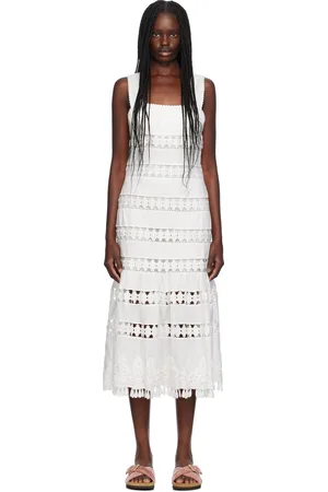 ZIMMERMANN White Pop Trimmed Midi Dress