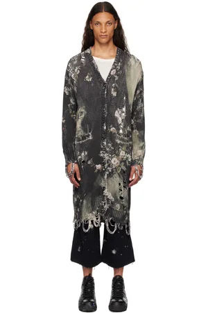 R13 Black Distressed Long Cardigan