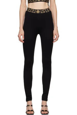 VERSACE Black Greca Border Leggings