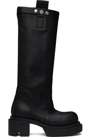 Rick Owens Black Porterville Knee Pull On Bogun Tall Boots