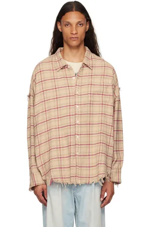 R13 Beige & Pink Shredded Seam Drop Neck Shirt