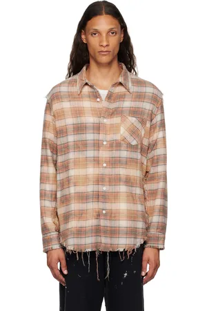 R13 Orange Shredded Seam Shirt