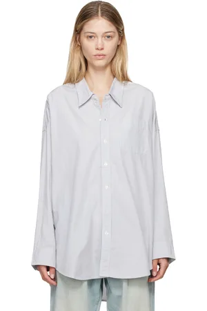 R13 Blue & White Drop Neck Shirt