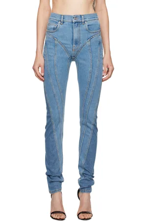 MUGLER Blue Bi-Color Spiral Jeans