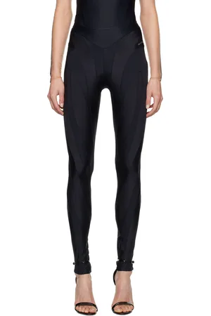 MUGLER Black Spiral Leggings