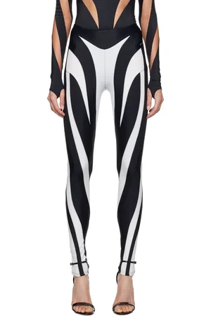 MUGLER Black & White Spiral Leggings