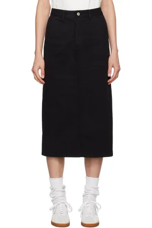Nothing Written Black H-Line Denim Midi Skirt