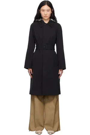 Burberry Black Long Nylon Cotton Car Coat