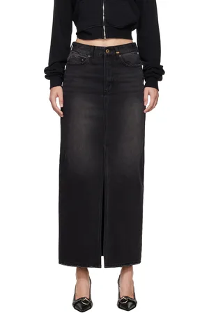We11 Done Washed Denim Maxi Skirt