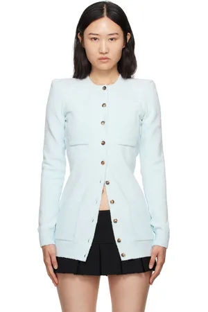 WARDROBE.NYC Blue Padded Shoulder Cardigan