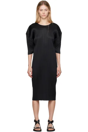 PLEATS PLEASE ISSEY MIYAKE Black Monthly Colors July Midi Dress