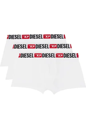 Diesel Three-Pack White Umbx-Damien Boxer Briefs