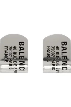 Balenciaga Silver Tags Stud Earrings