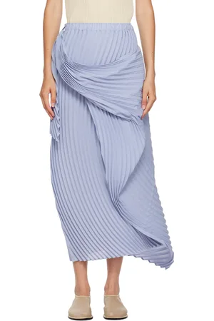Issey Miyake Purple Wrapped Pleats Maxi Skirt