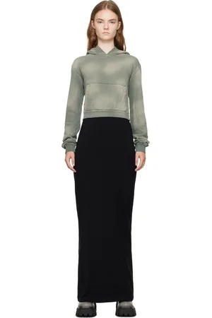 We11 Done Green & Black Layered Hoodie Dress
