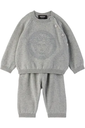 VERSACE Baby Gray Embroidered Medusa Sweatsuit