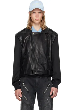 Balmain Black Belted Leather Jacket