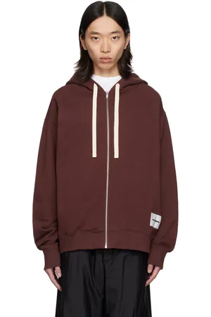 Jil Sander Burgundy Logo Patch Hoodie