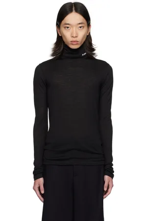 Jil Sander Black Printed Logo Turtleneck
