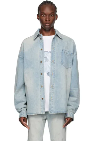 We11 Done Blue Washed Denim Shirt