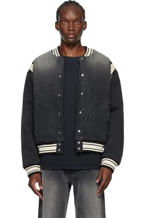 Rhude Lightning Varsity Denim Bomber Jacket