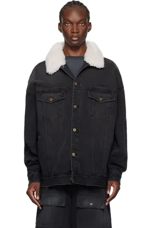 We11 Done Fur Detail Oversized Denim Jacket