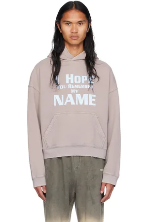 We11 Done Taupe Lettering Hoodie