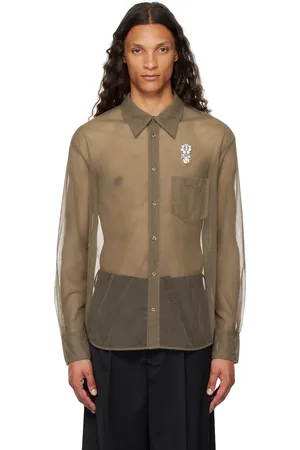 Simone Rocha Khaki Sheer Embellished Shirt