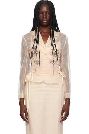 Simone Rocha Beige Embellished Bust Fitted Blazer