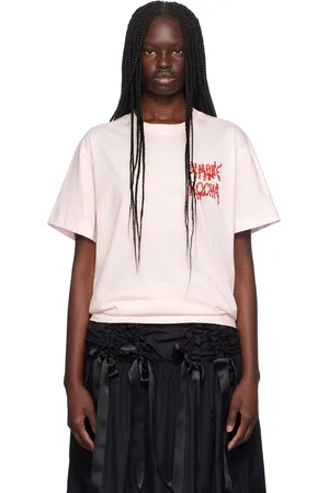 Simone Rocha Pink Printed Ribbon Logo T-Shirt
