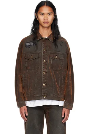 We11 Done Brown Distressed Denim Jacket