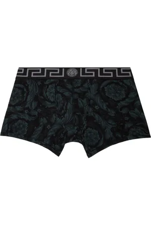 VERSACE Black & Gray Barocco Long Boxers