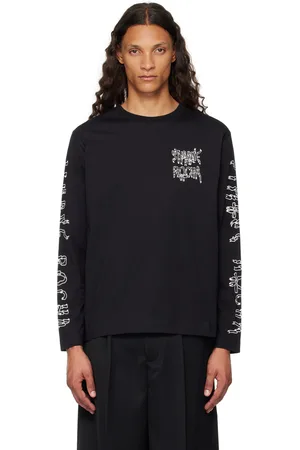 Simone Rocha Black Printed Ribbon Logo Long Sleeve T-Shirt