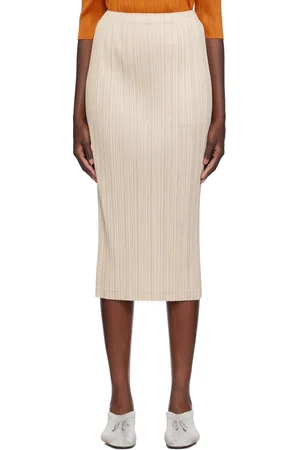 PLEATS PLEASE ISSEY MIYAKE Beige Thicker Bottoms 1 Midi Skirt