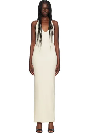 ÉTERNE Off-White Halter Maxi Dress