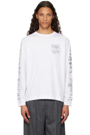 Simone Rocha White Printed Ribbon Logo Long Sleeve T-Shirt