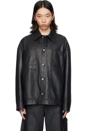 Bottega Veneta Black Spread Collar Leather Jacket