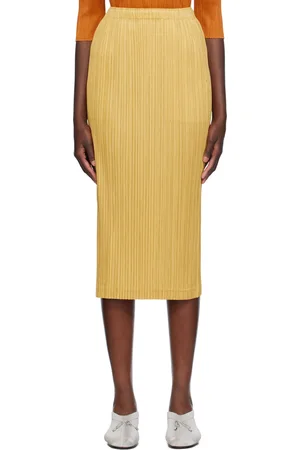 PLEATS PLEASE ISSEY MIYAKE Yellow Thicker Bottoms 1 Midi Skirt