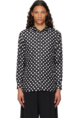 Moschino Black Silk Allover Polka Dot Shirt