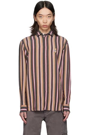 Moschino Brown Striped Teddy Patch Shirt